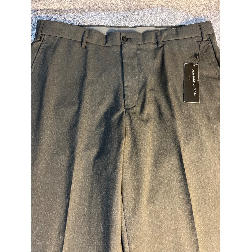 Adrienne Vittadini Mens Dress Pants 40x30 Charcoal Gray Flex Waist Stretch NEW